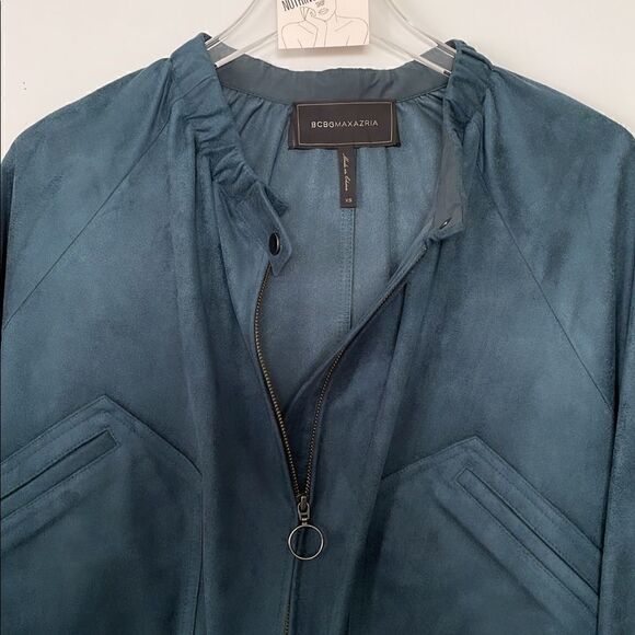 ⭕️ BCBGMAXAZRIA Set 2 Piece Jacket and Shorts Green Suede Small XS - Picture 6 of 10